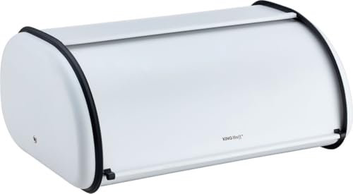 KING HOFF Brotkästen, Brotaufbewahrungsbox, Geräumiger Brotkasten aus Metall, Brot und Kekse Lange Aufbewahren und Frisch,44cm x27cm x18,5cm (Weiß)