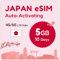 Japan eSIM 10 Tage 5GB |eSIM-QR-Code Wird innerhalb von 24 Stunden nach dem Versand per E-Mail gesendet|QR-Code scannen und sofort nutzen|Automatische Aktivierung|Nur Daten, kein Sprachdienst