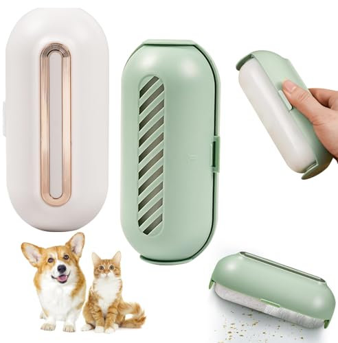 2 Pcs Reusable Lint Roller, Washable Pet Hair Remover, Silicone Sticky Roller Portable Lint Roller Sticky Gel Lint Rollers Ball Animal Fur Removal Tool for Clothes, Home (White Gold & Light Green)