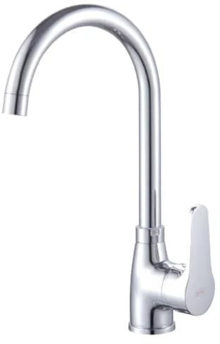 AMBRA WATER Rubinetto miscelatore monocomando cromato per lavello con canna alta tonda serie leonis 3/8