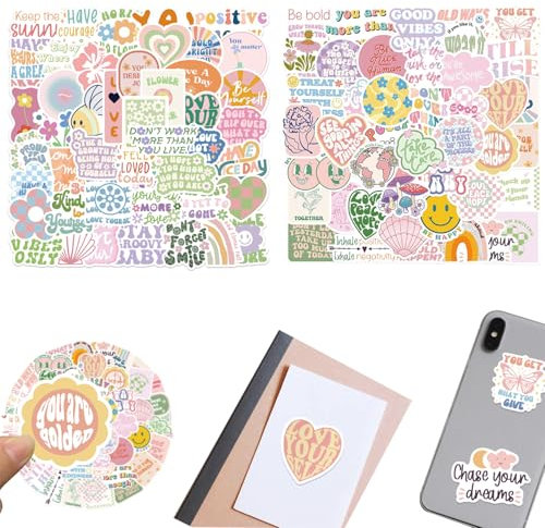100 PCS Pink Motivational Stickers,Vinyl Waterproof Danish Pastel Sticker, for Laptop Bumper Water Bottles Computer Phone Hard Hat Car Stickers and Decals Inspirational Stickers,Women Kids Teen Girls.