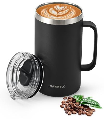 RAYMYLO Insulated Coffee Mug 24 oz, Triple Wall Stainless Steel Coffee Mug with Lids, Leak-Proof & Detachable Slider Lid for Thorough Clean, Keeps Coffee Cold for 9 Hrs, Suitable for Camp Home Office