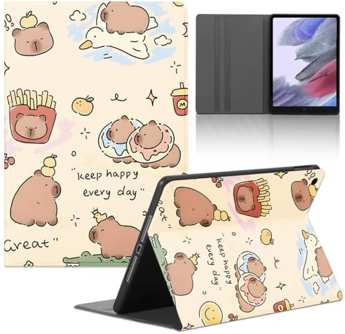 Tablet Coque pour Samsung Galaxy Tab A9+ 11,0 SM-X210/SM-X215/SM-X216, Mignon Cartoon Capybara Modèle Housse de Anti-Collision Protection en Cuir PU Flip avec Fonction Support Anti TPU Cover