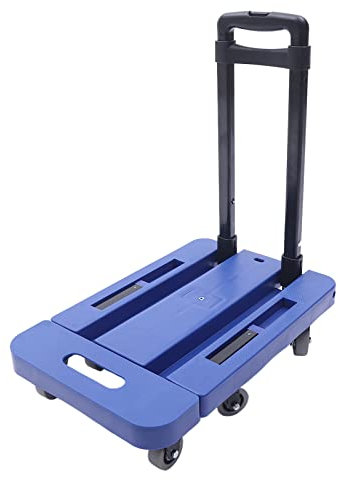 Werkzeugwagen, 100 kg, Gepäckwagen, zusammenklappbar, Handkarre, Gepäckwagen, Schiebeplattformwagen, 6 Räder (blau)