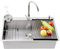 85x50cm Fregadero Grande de Cocina 304 Acero Inoxidable con Grifo, Escurridor y Kit de Drenaje – Encimera/Sobremueble o Bajo Encimera – Cubeta de Trabajo para Cocinas Profesionales y Hogares