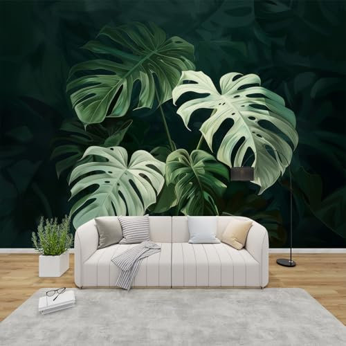 PaxGloz Fototapete Dschungel Grün Tapete Monstera Blätter Tapeten Vliestapete Modern Wandtapete Wohnzimmer Schlafzimmer Kinderzimmer Wanddeko Motivtapeten 100 x 70 cm (B x H)