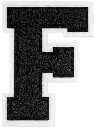 QianSiLi 6.0 Inch Chenille Iron On Letters for Clothes Varsity Letter Patches Embroidered Patch Iron On Patches for Clothing Jacket/Hoodie/Varsity (Black,F)