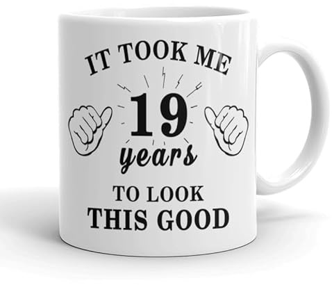 VIROSA 19th Birthday Mug – It Took Me 19 Years to Look This Good – Novelty Mug Gift for 19 Year Old Boy or Girl – Funny Coffee Cup – Birthday Present Idea