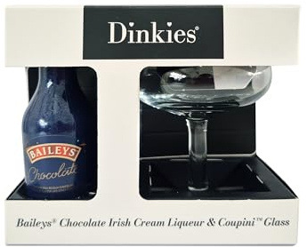Baileys The Original Irish Cream Gift Set – 5cl Miniature 15.7% ABV with Mini Coupe Glass – Irish Cream Liqueur Gift by Blue Tree Gifts