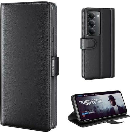 phase9 Echtleder Handyhülle für Xiaomi Redmi 15/15 5G Lederhülle Klapphülle Fliphülle Leder Case Cover Hülle Schutzhülle Kartenfächer Standfunktion Schwarz