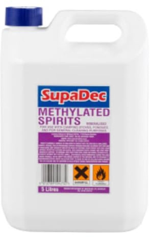 SupaDec Methylated Spirit – 5L | Multi-Purpose Cleaning and Fuel Solution for Camping Stoves – Fondue Burners | General Household Cleaning Spirit Liquid