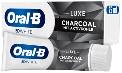 Oral-B 3D White Zahnpasta, Luxe Charcoal, 75ml | Entfernt Bis Zu 100% Der Verfärbungen, Zahnschmelzschonend, Mit Aktivkohle