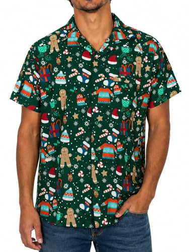 King Kameha Funky Hawaiihemd Herren Kurzarm Fronttasche Hawaii-Print Weihnachten Christmas Designs X-Mas