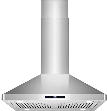 COSMO COS-63ISS75 30 in. Lumin Collection 380 CFM Ducted Island Range Hood, Soft Touch Controls, LED Lights, Stainless Steel
