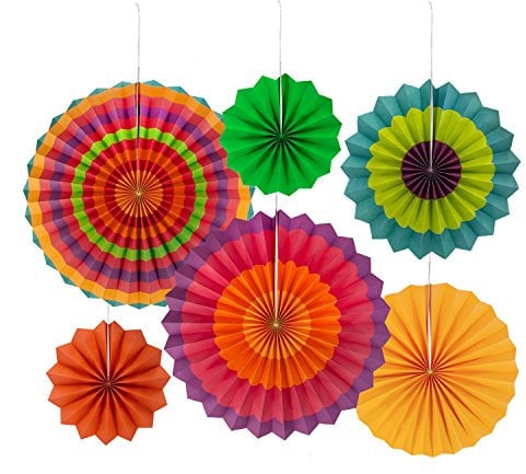 Oblique Unique Papier Fächer 6er Set Deko Rosetten für Sommer Garten Party Feier Hochzeit Geburtstag Dekoration bunt