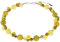 Adi-Modeschmuck Halskette “Amelie”, elegant verflochtene Mischung aus Polaris- und Glasperlen in attraktiven Farbkombinationen, handgefertigt in Berlin (Gelb- und Grüntöne)