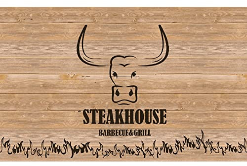LILENO HOME Grill u. BBQ Matte 75 x 120 cm (Steakhouse Planke Braun) - als perfekte bodenschutz Unterlage für Gas u. Holzkohlegrill - Grillunterlage Bodenschutzmatte für Familien-Grillabend