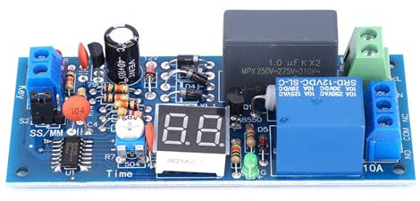 Módulo de relé de temporizador de retardo de CA de 220 V 1-99 segundos/1-99 minutos Rango de tiempo Alta precisión Suministros eléctricos Placa de relé Rango de tiempo Módulo de relé de retardo