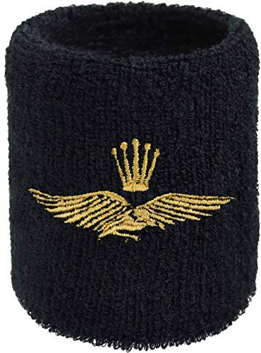 Designer Schweissband Exclusive Adler mit Krone Stickerei Schweißband Royal Bestickt & Absorbierendes Frottee Fitness Wristband Geschenk Sporttraining Schweiß-Armband