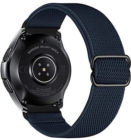 iBazal 22mm Galaxy Watch 3 45mm Armband Nylon Geflochtenes Solo Loop Elastic Woven Sport Band Ersatz für Samsung Galaxy Watch 46mm, Gear S3 Frontier Classic, Huawei Watch GT 2 Uhrenarmband - Blau(F)