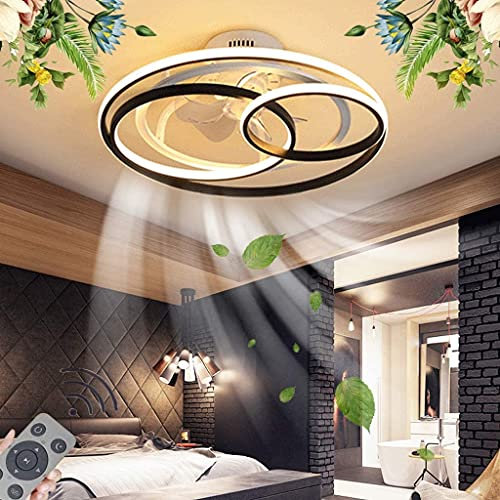 LED Dimmable Ceiling Fan with Light Modern Spiral Ring Type Design Ceiling Fan LED Light Adjustable Wind Speed Remote Control Timing,Bedroom Living Room Bedrooms Office Lighting[Energy Class A++]