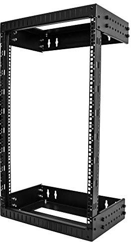 StarTech.com 2-Pfosten 18HE Heavy-Duty Wandmontage Netzwerk-Rack, 19 Open Frame Server Rack mit Einstellbarer Tiefe, Wandmontage Daten-Rack für IT/AV/Patch Panele/Computer (RACK-18U-20-WALL-OA)