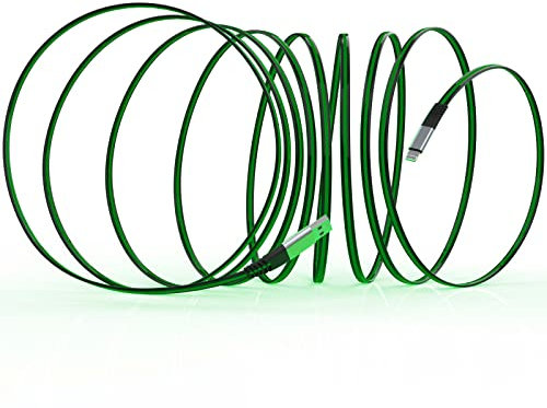 Flat iPhone Charging Cable, Oliomp LED Light up iPhone Charger MFi Certified Lighted Lightning Cable Compatible with iPhone SE 11 11 Pro 11 Pro Max Xs MAX XR X 8 7 6S, iPad and More (Green, 3.3 FT)