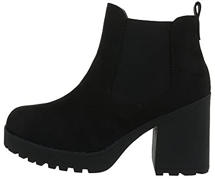 Ital Design Damenschuhe Stiefeletten High-Heel Stiefeletten, XT06S-, Kunstleder, Schwarz, Gr. 41