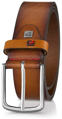 Pierre Cardin Gürtel Herren Vollledergürtel aus Vollrindleder, 40 mm breit, kürzbar, Gürtel, Ledergürtel, Jeans-Gürtel, cognac/marine, Größe/Size:95, Farbe/Color:braun