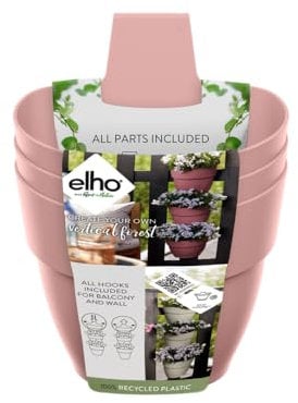 elho Vibia Campana Vertical Forest 21 - Blumentopf Hängend für Balkon & Außen - 100% recyceltem Plastik - Ø 20.7 x H 29.7 cm - Rosa/Puderrosa