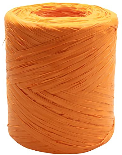 Bast auf einer Rolle, synthetisches Bast, 220 yard, Papierband, natürliches Basteln, für Geschenke, Weihnachtsblumensträuße, Dekorationen, 200 m (Orange)