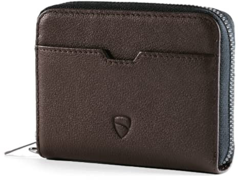 Vaultskin Geldbörse Herren – Leder Slim Wallet mit Reißverschluss & Münzfach, RFID Blocker Kartenetui für Kreditkarten, Ausweis & EC Karten - Kompaktes Portmonee Herren & Damen (Braun, Mayfair)