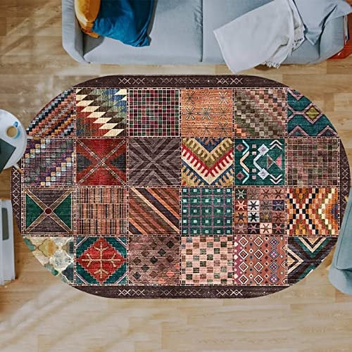 Teppich,Multicolor, Oval 200 x 300 cm, Vintage Musters Patchwork Designs, Teppich Home Office Esszimmer Wohnzimmer Schlafzimmer Küche Konferenzraum Kurzflor Teppiche,