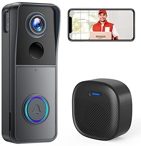 XTU 1080P HD Videocitofono Wifi Campanello Video senza fili da Esterno, Citofono Telecamera con Suoneria, Alimentato a Batteria, Rilevamento Movimento PIR, Audio Bidirezionale, IP66 Impermeabile