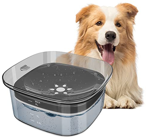 vsshe Gamelle Anti Éclaboussures, Grande Capacité 2L Gamelle d'eau pour Chien, No-Spill Gamelle Anti Débordement Bol, Bouche Pas Mouillée Abreuvoir Chat et Chien pour la Maison/Les Voyages（Noir）