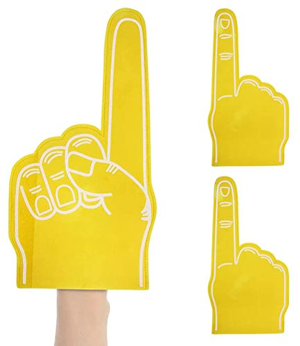 Jorzer Riesige Schaumfinger -Fingerpuppen 18 Zoll Schaumhand -Cheerleaderschaum Finger für Sport Jubel School Sport Games Party Supplies 3pcs Gelb gelb