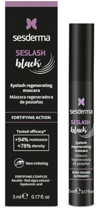 Sesderma Seslash Black Regenerierende Mascara 5ml - Wimpernstärkende & Feuchtigkeitsspendende Formel, Erhöht Dichte & Reduziert Ausfall, Angereichert mit Rotalgen & Hydrolysiertem Keratin