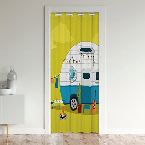 Tenda per porta camper per privacy 86 x 203 cm primavera grande campeggio armadio porta tenda per camera da letto RV campeggio fattoria rimorchi camper verde 30% -50% oscuramento della stanza tenda