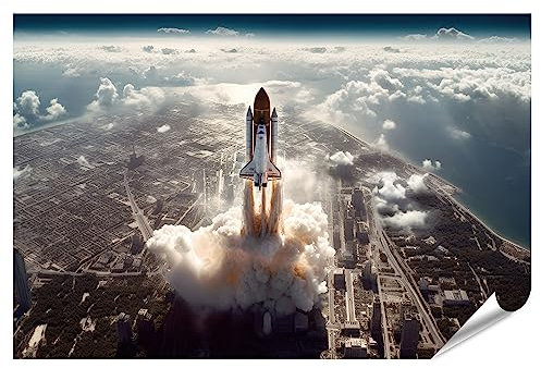 islandburner XXL Bild Poster Space Shuttle Start Genommen Luftaufnahme Erde Fotografie Äußeren Premium Bilder Fotodruck JCHA-PKL
