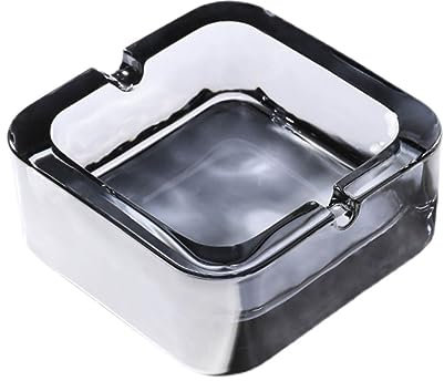 Quadratischer Glasaschenbecher, rauchender kühler Aschenbecher für Zuhause, Büro, Tischdekoration, Zigarren-Zigaretten, Aschenbecher, Outdoor, Innenbereich, Tischdekoration (Grau)