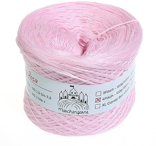 Bobbel einfarbig 100g - 380m 4 fädig Bobbel Wolle Farbverlaufsgarn handstrickgarn stricken häkeln (Baby Rosa)
