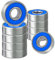 Rybtd 10 Stück Kugellager 608 Miniatur Metall lager ABEC-9 608 2RS Doppelt Geschirmt Bearing Edelstahl Kugellager Skateboard8mm x 22mm x 7mm (Blau)