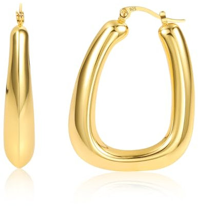 ALEXCRAFT 14K Dick Eckige Creolen Gold für Damen Goldener Ohrringe Vergoldet Chunky Hoops Gold Gift für Frauen Freundin Mama Mädchen