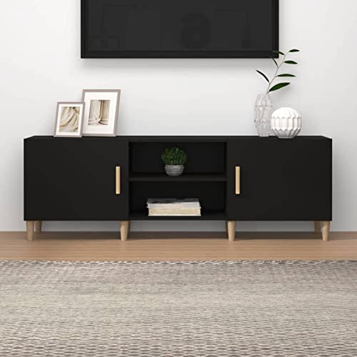TANZEM Mueble para TV Madera contrachapada Negro 150x30x50 cm, Mueble TV, Mueble Salon Moderno, Mueble para TV, Mueble Comedor, Mesa TV, Mueble Television 812619