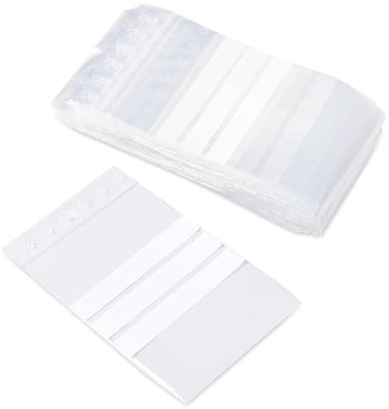 Pakico 50 Sacs Plastique Zip 16 x 22 cm avec Étiquettes | Sacs transparents refermables épais avec zip, adaptés aux aliments, épices, noix et café