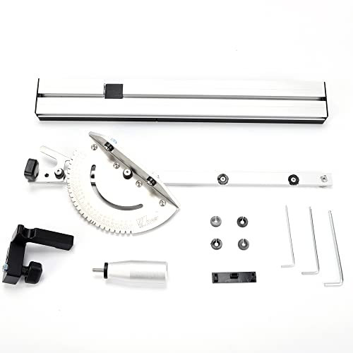 BRRIDE 450mm Gehrungslehre Winkelanschlag mit Profi Miter Gauge Tischkreissäge miter gauge, box lanyard, Adjustable Flip Stop für Tischsäge/Router Sägen Zubehör Herrscher