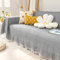 Ayoiow Sofabezug Kort Sofahusse Grau Bezug Sofa 2 Sitzer Baumwolle Einfarbig Mit Quaste