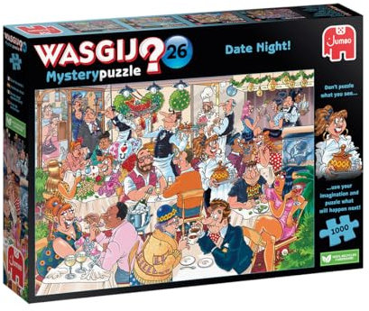 Wasgij Mystery 26, Date Night! - 1000 Piece Jigsaw Puzzles for Adults - Fun Challenging & Brainteasing Adults Jigsaw Puzzle - Puzzle What Happens Next - 100% Recycled Cardboard - 1000pcs - Jumbo