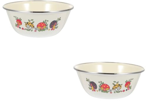 Cabilock 4 Piezas Ensaladera Lavabos Simples De Hierro Esmaltado Tazón De Preparación Desayuno Plato De Pasta Tazón Para Mezclar Esmaltado Esmalte De Hierro Alimento Metal