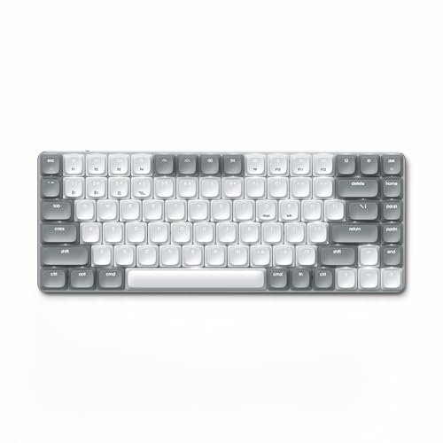 Satechi SM1 75% Mechanical Keyboard, LED Backlit Bluetooth Keyboard, 84 Keys Compact Wireless, Gaming Keyboard for Mac and Windows - Light Grey/White (US-QWERTY LAYOUT)